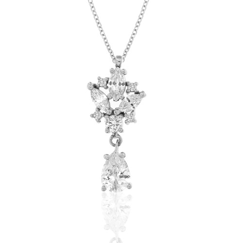 Λευκόχρυσο κολιέ με λευκά ζαφείρια